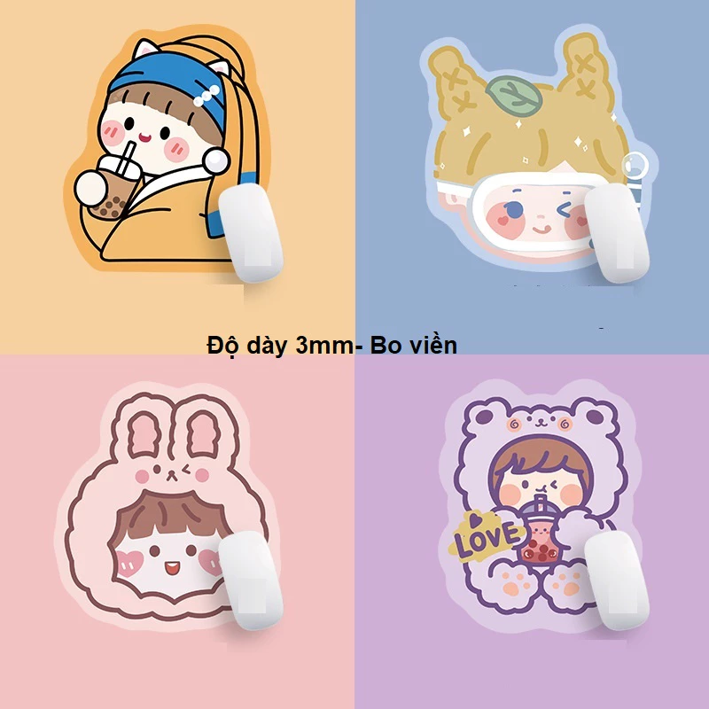 Lót chuột- Miếng lót chuột bo viền siêu cute dày 3mm nhiều mẫu khác nhau