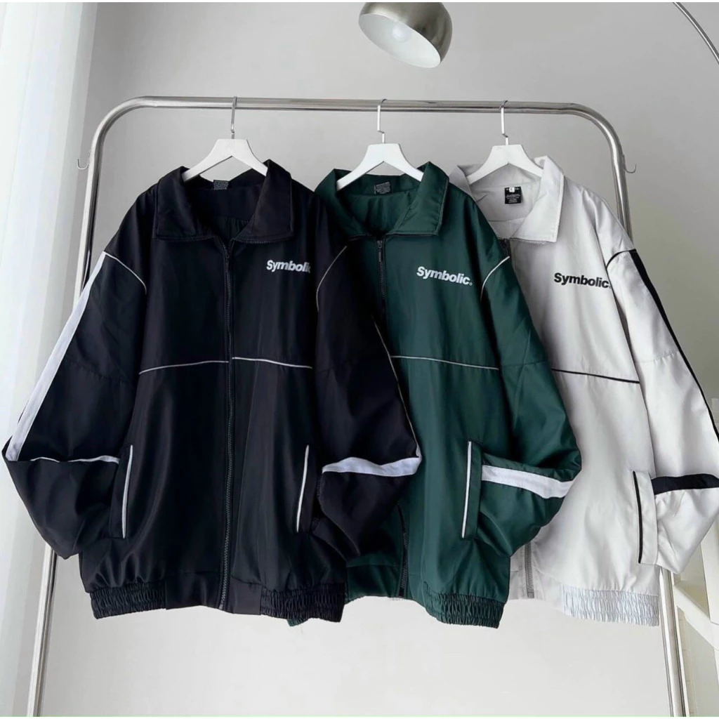 Áo Khoác Dù Gió Chữ Symbolic SọcTay 2 Lớp - Bomber  Bóng Chày Form Rộng Unisex -Nam Nữ Mặc Cặp Đôi Couple
