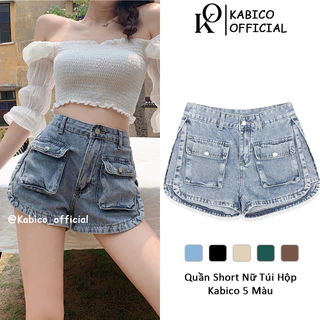 Quần short KABICO nữ túi hộp tôn dáng, quần short jean cạp cao phong cách_C33