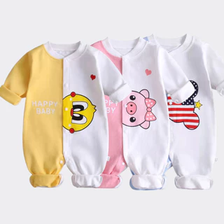 Body liền thân dài tay cotton cho bé trai và bé gái sơ sinh từ 3-14kg, hàng đẹp xuất Hàn - BD26