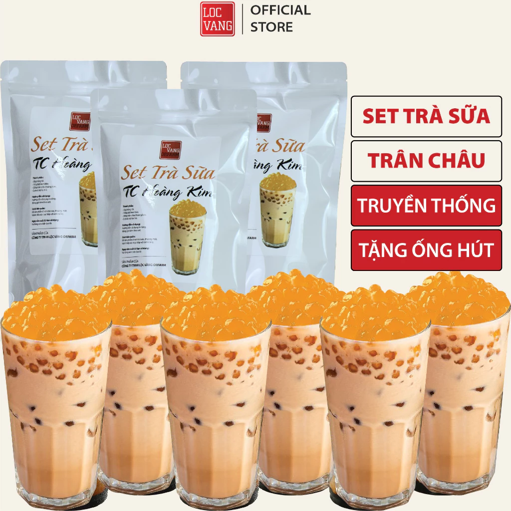 Set Trà Sữa Trân Châu HOÀNG KIM Vị Truyền Thống SET 15 LY Nguyên Liệu Làm Trà Sữa Tự Pha Bột Béo Hồng Trà Đen