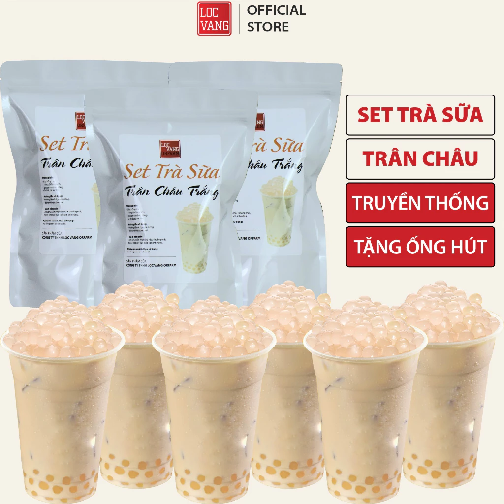 Set Trà Sữa Trân Châu TRẮNG Vị Truyền Thống SET 15 LY Nguyên Liệu Làm Trà Sữa Tự Pha Bột Béo Hồng Trà Đen