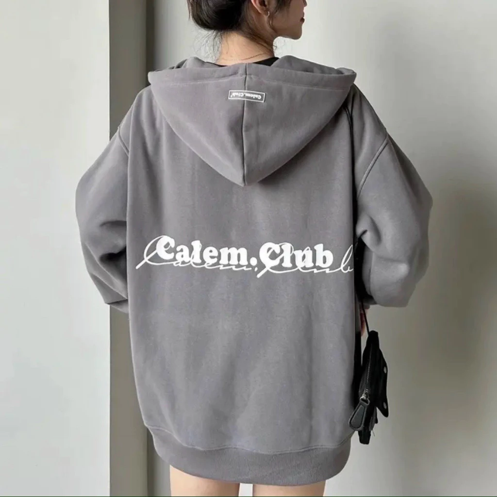 Áo Khoác Hoodie Nam Nữ Form Rộng Có Nón Khóa Kéo Phối Chữ CALEM CLUB 2 Mặt Chất Liệu Nỉ Ngoại Mềm Mịn Siêu Đẹp