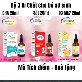 Bộ ba vi chất Avisure nhỏ giọt thiết yếu cho bé - Avisure DHA, sắt Safoli drop, vitamin D3-MK7 avisure0