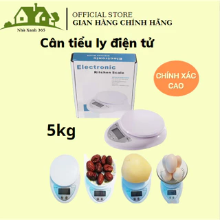 Cân Tiểu Ly Điện Tử Nhà Bếp Mini Định Lượng 1g - 5Kg Làm Bánh Độ Chính Xác Cao Tặng Kèm 2 Pin AAA