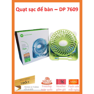 Quạt tích điện để bàn chính hãng DP - 7609, Pin dung lượng cao, có 3 chế độ gió, có thể xoay tới 270 độ.