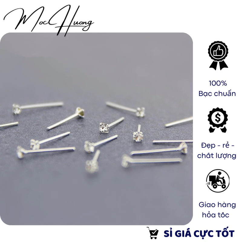 [S925] Bông tai/Hoa tai bạc đính đá size 3mm - TH897 MOCHUONG JEWELRY