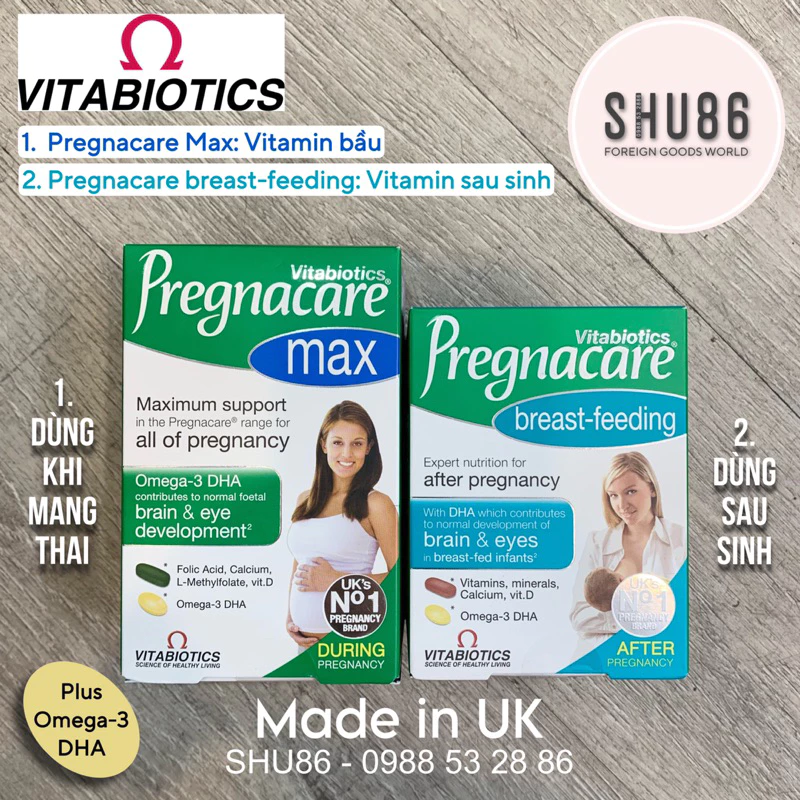 [SHU86] PREGNACARE MAX Vitamin cho phụ nữ mang thai & PREGNACARE BREAST-FEEDING Vitamin cho phụ nữ sau sinh