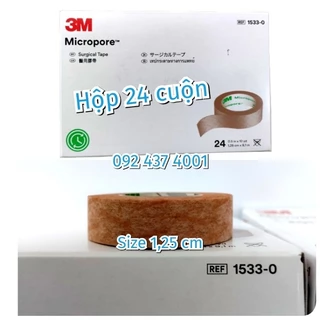 (01 hộp) Băng keo giấy Y tế, thẩm mỹ 3M MICROPORE, màu da.