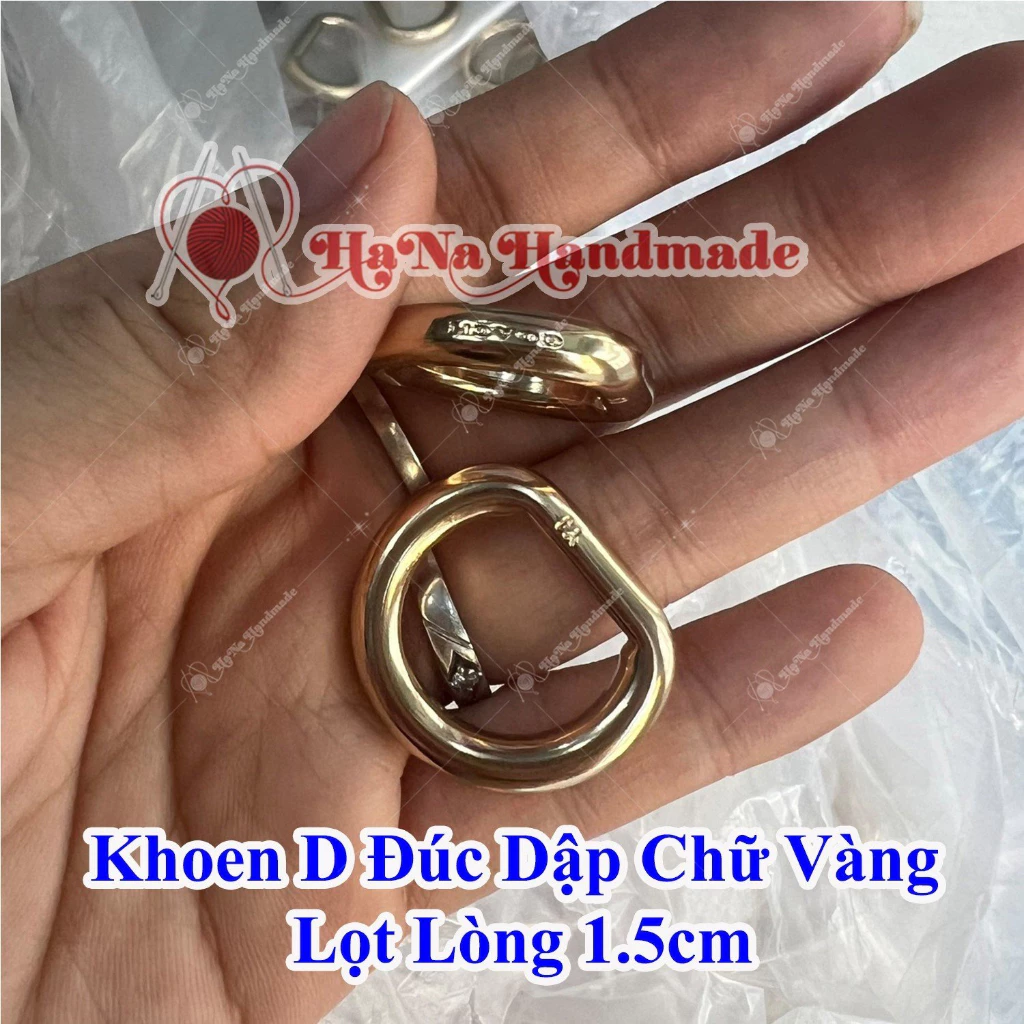 Khoen D đúc dập chữ vàng lọt lòng 1.5cm 15k/ cặp