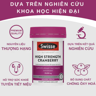 [NK Úc Chính Hãng Tem Phụ] Viên Uống Hỗ Trợ Đường Tiết Niệu Bổ Thận Swisse Ultiboost High Strength Cranberry  - 30 Viên