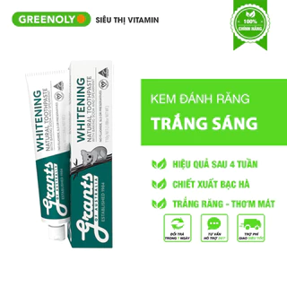 Kem Đánh Răng Grants Whitening Trắng Răng Tự Nhiên 110g Chiết Xuất Thiên Nhiên Hữu Cơ Hương Bạc Hà The Mát