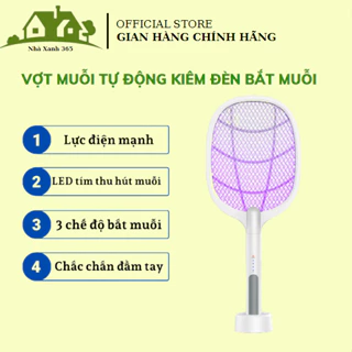 Vợt muỗi tự động kiêm đèn bắt muỗi KLZ-918 sạc tích điện, vợt bắt muỗi thông minh cao cấp để bàn,pin sạc dung lượng cao