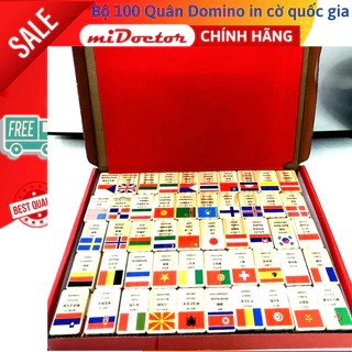 100 Quân Domino Cờ Các Quốc Gia, Xếp Hình Tập Nhận Biết Quốc Kì, Đồ Chơi Bằng Gỗ Tự Nhiên - Hàng Chính Hãng miDoctor