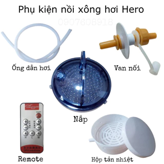 Tất cả các phụ kiện dành cho nồi xông hơi HERO- Ống dẫn hơi silicon,remote,van nối,hộp tản nhiệt