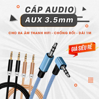 Dây cáp AUX mạ vàng 2 đầu 3.5mm, cáp âm thanh cho loa và tai nghe kết nối điện thoại hay máy tính