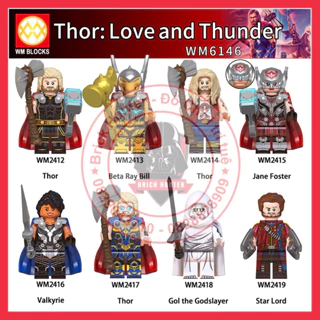 WM6146 Marvel : Thor love and thunder super heroes minifigures mô hình lắp ráp các nhân vật siêu anh hùng và phản diện