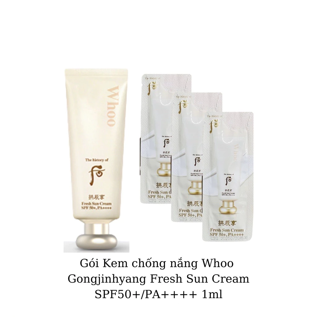 Combo 10 gói kem chống nắng chống nhăn da Whoo Anti-Wrinkle UV Protective Cream SPF50+/PA++++