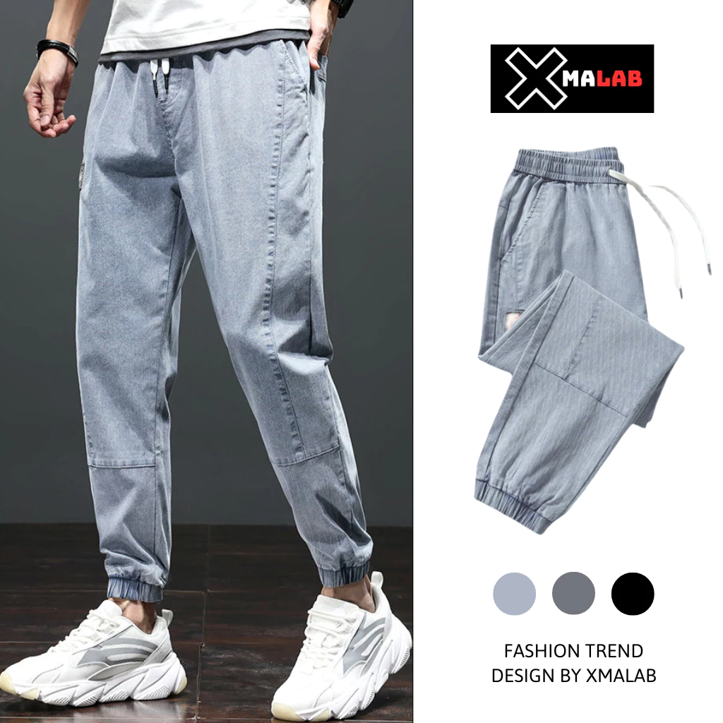 Quần jean jogger nam XMALAB dáng suông cạp chun co dãn 4 chiều bo gấu phá cách cực đẹp, phong cách Hàn Quốc cao cấp B050