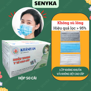 Khẩu trang y tế trắng 4 lớp khánh an thời trang kháng khuẩn hộp 50 cái dùng một lần không sù lông_KAKTL2