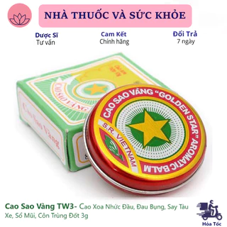 Cao Sao Vàng TW3 Cao Xoa Nhức Đầu, Đau Bụng, Say Tàu Xe, Sổ Mũi, Côn Trùng Đốt