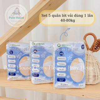 Quần Lót Giấy Cotton Nữ Dokma Set 5C Quần Lót Vải Dùng 1 Lần Cho Mẹ Sau Sinh đi chơi, công tác Sz L-XXXl ~ 40-80kg