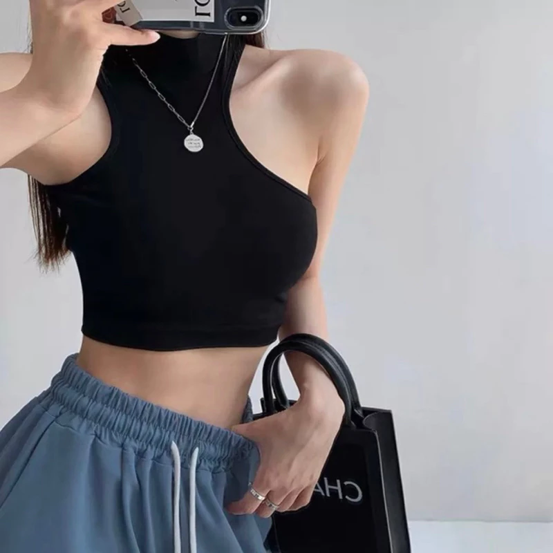 Áo ba lỗ khoét vai cổ lọ croptop chất thun Thái - Z7U