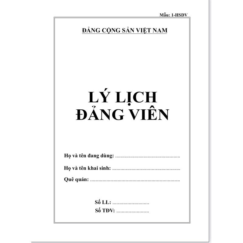 LÝ LỊCH ĐẢNG VIÊN - combo 5 cuốn