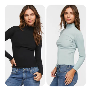 (Size S-L) Áo cổ lọ xuất dư, F21