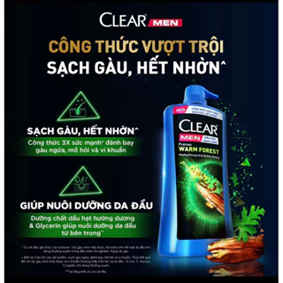 Dầu gội sạch gàu phong lữ và gỗ đàng hương Clear Men Perfume Warm Forest 600g