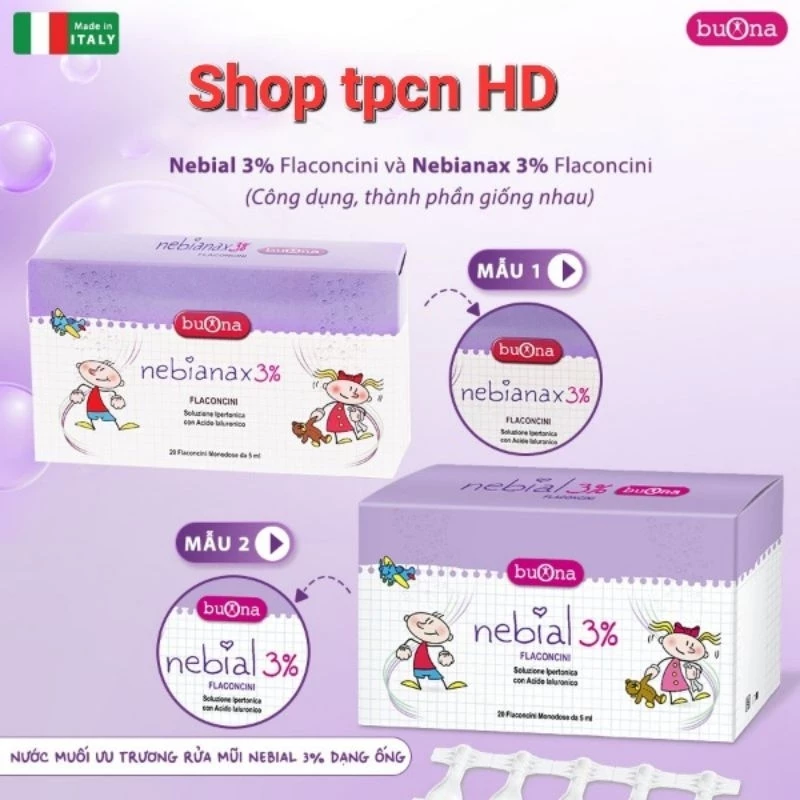 1 ống Nebianax 3% muối ưu trương vệ sinh mũi cho bé