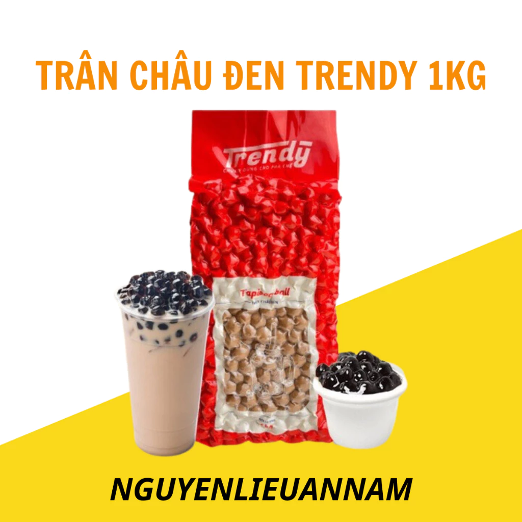 Trân châu đen Trendy 1kg thơm ngon, dẻo dai, topping pha chế đồ uống