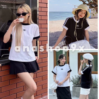 Áo thun babytee thêu chữ N form trơn, áo phông form vừa nam nữ mặc được thời trang Y2K ANASHOP9X