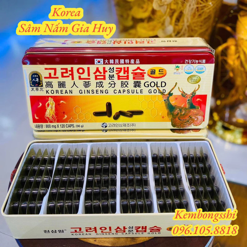 Viên Đạm Tổng Hợp Hồng Sâm Nhung Hươu Linh Chi Vàng Gold 120 viên