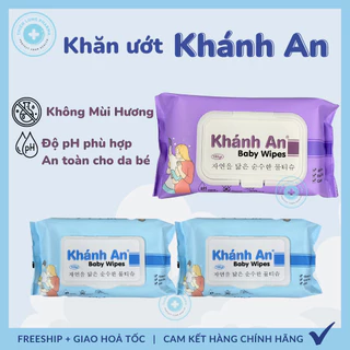 Khăn ướt Khánh An [Hộp 100 Tờ] khăn giấy ướt dành cho bé không mùi, không màu