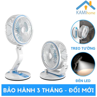 Quạt sạc tích điện để bàn gấp gọn có đèn ngủ mã 17006