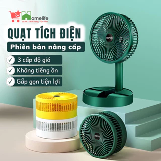 Quạt Tích Điện Để Bàn Mini Super Gấp Gọn Tiện Dụng 3 Cấp Độ Gió Siêu Bền Cáp Sạc USB Tiện Lợi Có