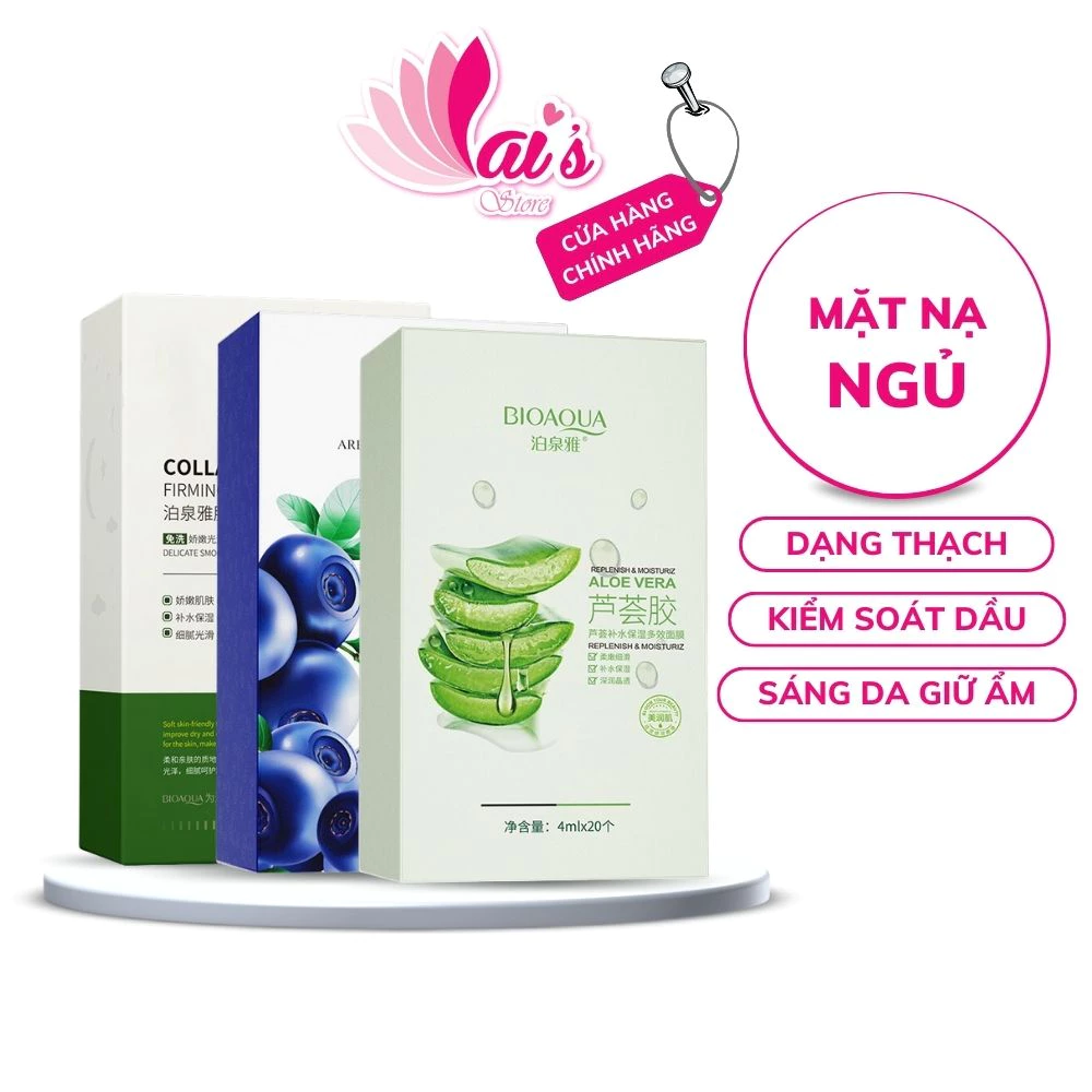 Hộp 20 Gói Mặt Nạ Ngủ Thạch Bioaqua Collagen Firming Sleeping Mask Dưỡng Ẩm, Bổ Sung Collagen, Căng Bóng - LAI'S STORE