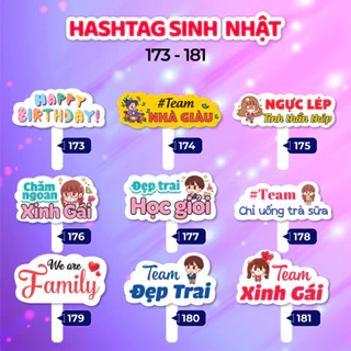 Bảng hashtag cầm tay chụp ảnh sinh nhật, thôi nôi, đầy tháng, đám cưới, sự kiện, tất niên (MS 173 - 190)