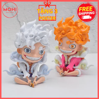 Mô hình Luffy Gear 5 One Piece ngồi cười siêu dễ thương, cao 12 cm ( Tặng Poster miễn phí )