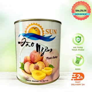 Đào ngâm nước đường Sun ( Đào cứng, giòn)  - Lon 820gr