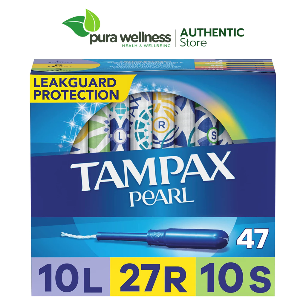 Tampax Pearl Tampons 47 miếng Light, Regular, Super siêu thấm không mùi