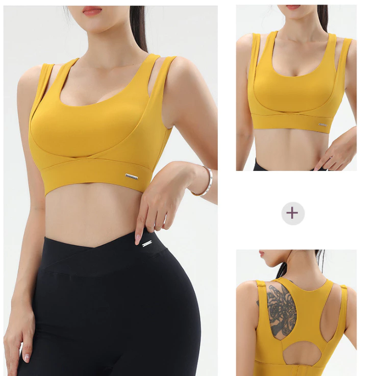Bra tập gym, yoga Naqi 719 dây kép cài lưng sau, áo có sẵn đệm mút, vải Poly thun lạnh lulu