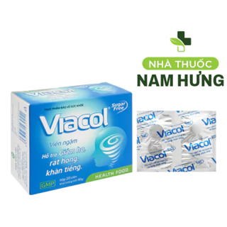 Viên ngậm không đường Viacol Health Food hỗ trợ giảm ho, rát họng, khàn tiếng (Hộp 20 viên)