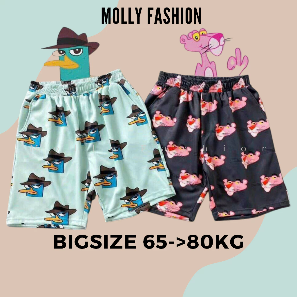 Quần Short hoạt hình Unisex BIGSIZE ❤️ Quần đùi nam nữ mặc nhà Freesize 65 - 80kg Molly Fashion