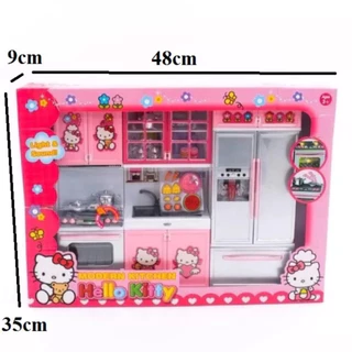 đồ chơi nhà bếp hello kitty màu hồng giúp bé trổ tài giúp mẹ vào bếp pin đèn tiếng bếp ga