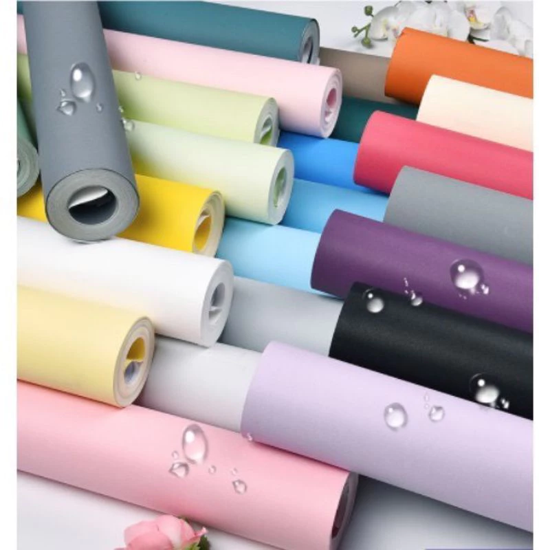 Cuộn Giấy Dán Tường Màu PASTEL/ Màu Trơn Hiện Đại Sẵn Keo Tự Bóc Dán