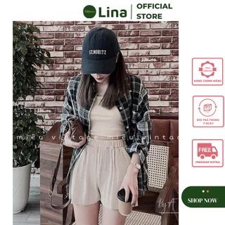 Quần Đùi Quần Short Nữ Ống Rộng Chất Liệu Tăm Ly Cao Cấp LINASTORE 042