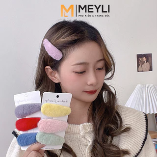 Kẹp tóc lông vũ mềm mịn dễ thương, màu pastel phong cách Hàn Quốc MEYLI K222