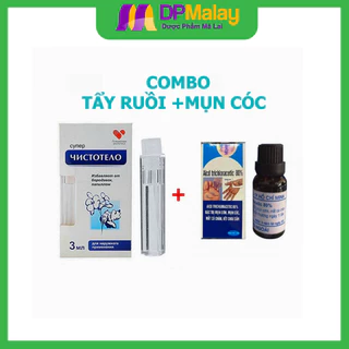 Tầy nốt ruồi Dvelinil Nga + Lọ chấm mụn cơm, mụn cóc Acid Trichloracetic 80% da liễu HCM